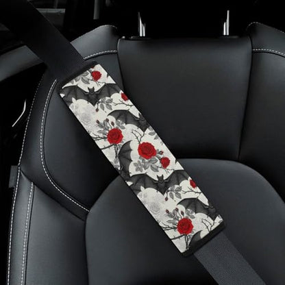 2 Piece Gothic Floral Roses Bat Car Seat Straps Shoulder Pads Universal Fit Automotive Seat Belt Protector for Kids, Car Seats Pushchair Strollers High Chair Pushchair - color: Pattern 1155