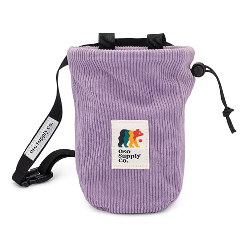 Oso Supply Co - Vintage Corduroy Climbing Chalk Bag for Rock Climbing & Bouldering with Zipper Pocket, Brush Loop & Adjustable Belt - Perfect Gear for Indoor Gym and Outdoors - color: Lavender Fog