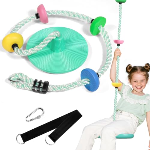 ZNCMRR Tree Swings for Kids Outdoor Rope Swing for Tree Climbing Rope for Kids Disc Swing for Kid Outdoor Swing Set Accessories Playground Accessories Swings for Swing Set(Candy Green) - color: Candy Green Disc Swing Seat