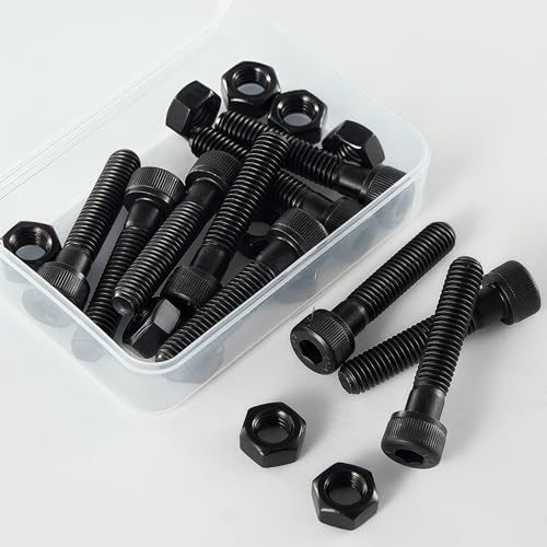 M10-1.5x45 Socket Head Cap Screw and Nut Kit 6set, Grade 12.9 Alloy Steel, Black Oxide Finish, Partially Thread, High Tensile Strength for Automotive, Machinery & Heavy Duty Use - size: M10x45mm(6 Sets）