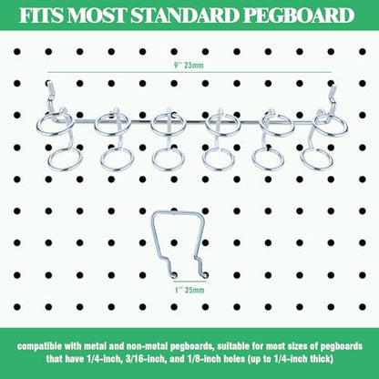 13Pcs Pegboard Screwdriver Pliers Holders Set Contains Double Loop Shelving Display Organizer Hooks and Multi Ring Peg Board Hanging Hook for Shop Store Supermarket