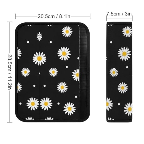 2 Pack Breathable Car Seat Belt Pad for Child, Stroller Pushchair High Chair, Floral Daisies Daisy Neck Strap Covers, Neck and Shoulder Support - color: Pattern 228