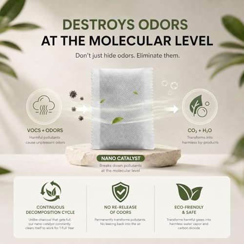 Unscented Odor Eliminator Pouches for Trash Cans and Diaper Pails | 8-Pack; Lasts Up to 1 Year; Compatible with Diaper Genie and Munchkin; for Shoes and Gym Bags; Better Than Baking Soda