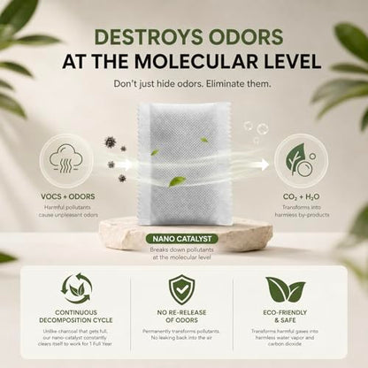 Unscented Odor Eliminator Pouches for Trash Cans and Diaper Pails | 8-Pack; Lasts Up to 1 Year; Compatible with Diaper Genie and Munchkin; for Shoes and Gym Bags; Better Than Baking Soda
