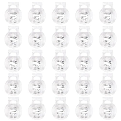 Shapenty Clear Plastic Cord Locks Round Single Hole Spring Toggle Stoppers for Drawstring Bags Short Shoelace, 22x18mm