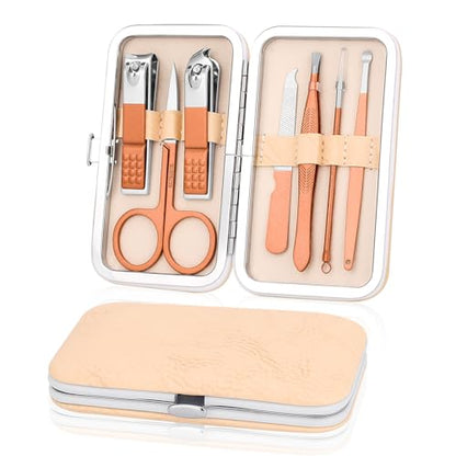 Manicure Set-Stainless Steel Nail Care Set-Professional 7 in 1 Ingrown Toenail Clipper Grooming Tool-Pedicure Kit & Toe Nail Cutter-Thick Nail Scissors Toiletries with Cuticle Trimmer (Rose Gold) - color: Rose Gold