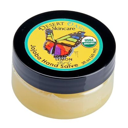 USDA Organic Lemon Jojoba Oil Hand Salve for Rich Conditioning (2 oz) | Over 50% Jojoba Oil with Beeswax & Avocado Oil – Rich Conditioning Balm for Dry Hands, Feet & Cuticles (60 g)