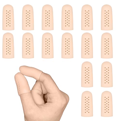 ZFYOUNG16 Pack Breathable Gel Finger Cots, Fingertip Protection, Finger Protectors, Gel Protectors, Promote Healing, Provide Finger Support, Relieve Finger Pain, Corns, Blisters and Calluses - size: 16 Breathable Finger Cots