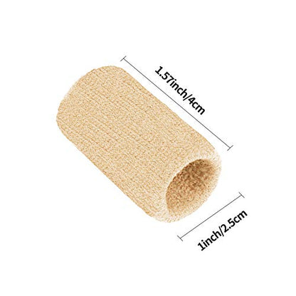Senkary 20 Pieces Finger Compression Sleeves Elastic Finger Protectors Thumb Splint Brace for Arthritis Pain Relief, Basketball Sport (Beige) - color: Beige