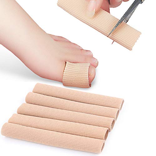5 Pieces Toe Cushion Fabric Toe Tubes Finger Sleeves Protector with Fabric and Gel Cushion for Corns, Blisters, Calluses, Hammer Toes and Fingers Protectors (L Size) - color: L Size