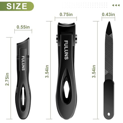 Toenail Clippers for Men Thick Toenails with 16MM Wide Jaw Opening, Large Nail Clippers for Seniors Thick Nails with Long Handle, Heavy Duty Sharp Slanted Nail Cutter Gifts for Men Women Adults - style: Black Slanted Nail Clippers Set
