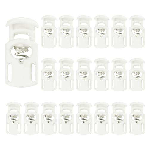 PATIKIL Nylon Spring Cord Locks, Elastic Toggle Stop Slider Clamp Adjuster Fastener for Drawstring Shoelaces Paracord - color: White