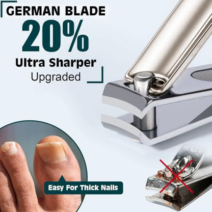 Nail Clippers Set, Fingernail and Toenail Clipper Cutters Kit | Ultra Sharp All-IN-ONE Kit: 15% Thicker Premium Sturdy Podiatrist Toe Nail Care Tools. Perfect Grooming Gifts with Case - color: Satin Silver, size: 3-Pack