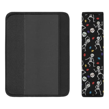 2 Piece Universal Fit Seat Belt Cover for Adult Use, Most Cars, Halloween Rock N Roll Dancing Skeleton Sugar Skulls Print Seat Belt Covers Cushion, Shock Absorption - color: Pattern 969