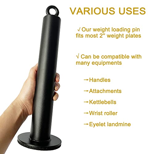 Weight Loading Pin 2 inch,Olympic Weight Plate Loading Pin for Cable Pulley System LAT Pulldown,Heavy Duty Gym Equipment Weights Lifting Pin with Carabiner
