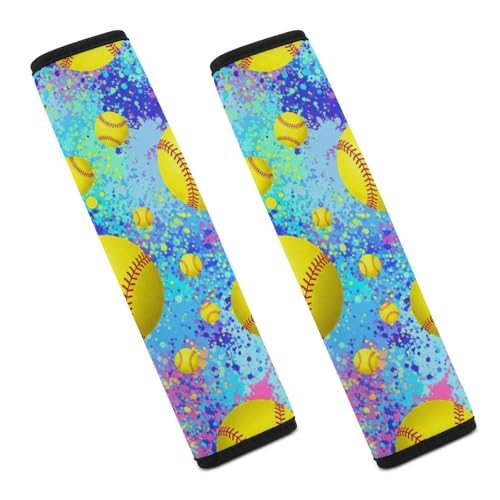 Breathable Softball Galaxy Tie Dye Seat Belt Cover for Elderly Support, All Vehicles, 2 Pack Automotive Seat Belt Protector Comfortable Driving - color: Pattern 618