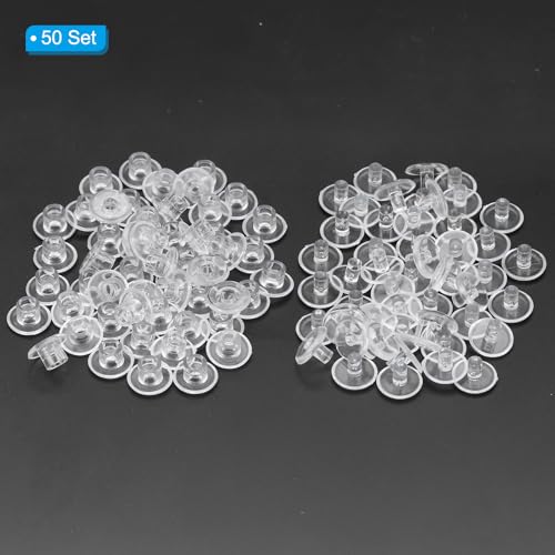 PATIKIL M5x4.5mm Plastic Binding Post, 50 Sets Plastic Chicago Screws Binding Screw Rivet Post Press-on Buckle for Leather Scrapbook Photo Albums, Transparent - color: Transparent, size: M5x4.5mm