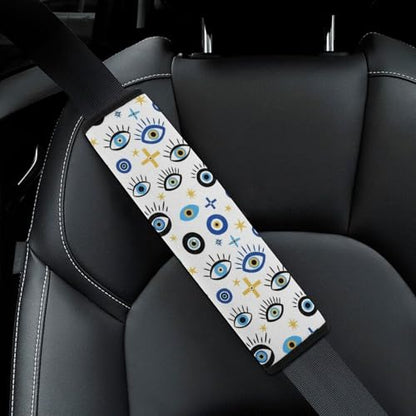 2 Pack Universal Soft and Comfortable Seat Belt Cover for Kids, Car Seats Pushchair Strollers High Chair Pushchair, Hamsa Eyes Hand Magic Evil Eye Print Seat Belt Cushion - color: Pattern 709