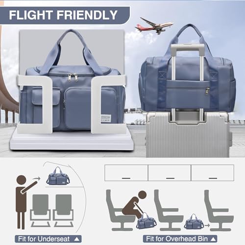 Small Gym Bag for Women, Travel Duffle Bag Carry On Weekender Bag with Shoe Compartment - color: 04#Blue, style: Gym Bag&toiletry Bag