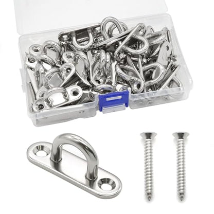 24 PCS 1.8 Inch Pad Eye, Stainless Steel Ceiling Hook Pad Eye Plate, Marine Hardware Staple Hook Loop with Screws