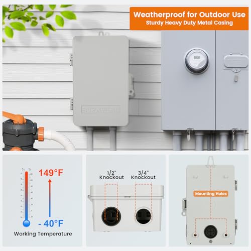 SURAIELEC Pool Timer, 7-Day Digital Pump Timer Switch, 40 AMP Heavy Duty, 120/240/277 VAC, 2HP Programmable Switch Box for Swimming Pool, Hot Water Heater, Lights, Outdoor/Indoor Use