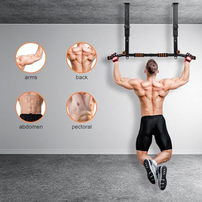 Height Adjustable Pull Up Bar, Heavy Duty Pull Up Bar, BarMount, Ceiling Mount, StrengthTraining Equipment for Home, Gym, Strength Training(Maximum (Ceiling mounted)