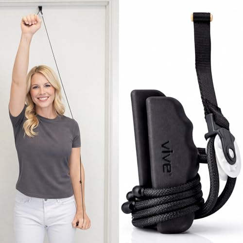 Vive Shoulder Pulley for Physical Therapy - Over the Door Pulley for Frozen Shoulder Rehab - Exercise & Workout Equipment, Overhead Doorway System - Rotator Cuff & Arm Injuries - Impingement Treatment - size: Fabric Door Anchor
