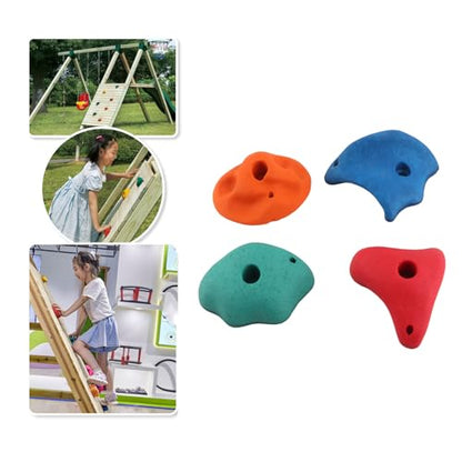 Climbing Holds Colorful Resin Fiber Diverse Shapes for Childrens Rock Wall, 5-Pack Set for Outdoor Play