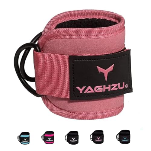 Adjustable Gym Ankle Straps for Cable Machines Women & Men, Glute Kickbacks | Neoprene padded gym ankle cuffs, steel D-ring, Adjustable fit for hip abduction, leg workouts & extensions - color: Solid Pink, size: Single