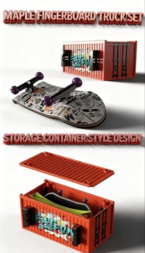 Lently Wood Fingerboards+Truck Set, 100mmL*30mm Mini Fingerboards and Multifunctional deformable Container (Monster) - color: Monster