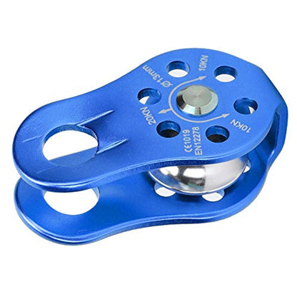 20KN Small Rope Pulley, Rock Climbing Pulley with Ball Bearings for Rock Climbing, Traction, Transportation, and More - color: Blue