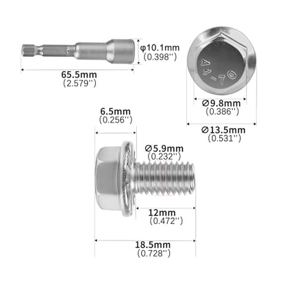 M6x12mm Serrated Flanged Hex Head Screws Bolts 25pcs HS/JXLS-10 | 304 Stainless Steel, External Hex Machine Screws, Equipped with Hex Sleeve, for Construction, for Automotive, for Industrial - size: M6x12mm