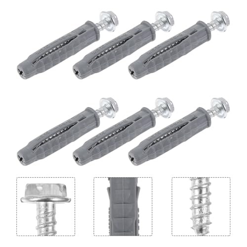 Housoutil 6pcs Self-Tapping Carbon Steel Screws with 6pcs Plastic Drywall Anchors Expansion Wall Mounting Kit for LCD Tv Brackets and Air Conditioner Hangers, Versatile Hollow-wall Fasteners
