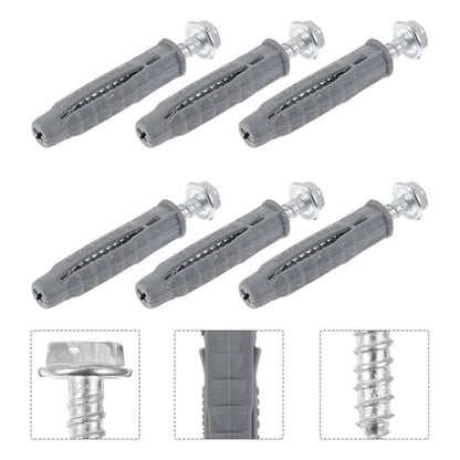 Housoutil 6pcs Self-Tapping Carbon Steel Screws with 6pcs Plastic Drywall Anchors Expansion Wall Mounting Kit for LCD Tv Brackets and Air Conditioner Hangers, Versatile Hollow-wall Fasteners