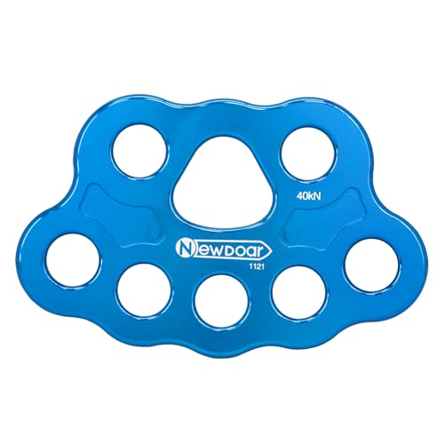 NewDoar Descender Plate 45KN Paw Rigging Plate 8 Holes Rock Climbing Gear (8 holes/45KN Blue)