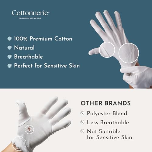 4 Pairs Cottonnerie Original Cotton Gloves for Dry Hands Sleeping, Moisturizing Gloves Overnight, Hand Moisturizer Gloves, Moisture Gloves for Dry Hands Overnight, Sleeping Gloves, Medium - size: Original Medium
