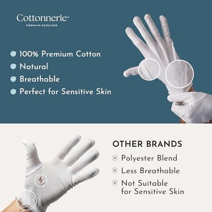 4 Pairs Cottonnerie Original Cotton Gloves for Dry Hands Sleeping, Moisturizing Gloves Overnight, Hand Moisturizer Gloves, Moisture Gloves for Dry Hands Overnight, Sleeping Gloves, Large - size: Original Large