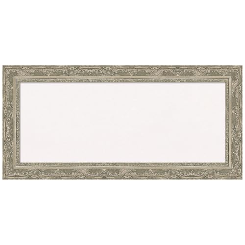 Amanti Art White Cork Board for Wall, 16x34 Vision Board with Silver Frame, Medium Corkboard Office Decor for Home Organization, Traditional Corkboard Pinboard to Display Items for Home Organization - color: Filigree Silver, size: 34" x 16"