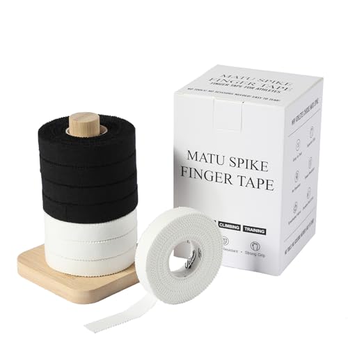 Jiu Jitsu Tape - Strong Athletic Finger Tape, 1/2" x 32.8' - Protect Fingers and Toes in MMA, Judo, Wrestling, Martial Arts, Rock Climbing with Wooden Holder | 8 Rolls - color: D: Black White