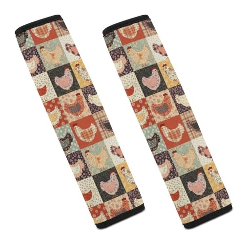 2 Pack Chickens Seat Belt Shoulder Pad Universal Soft and Comfortable Shoulder Protector for Kids, Most Cars, Pressure Relief - color: Pattern 104