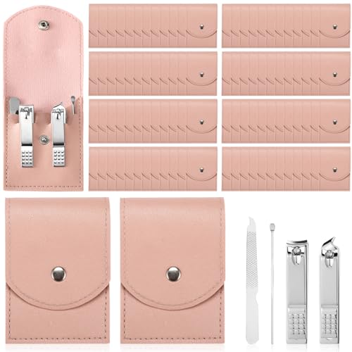 Lasnten 100 Bulk Nail Clipper Set Bulk Manicure Kit Stainless Steel Pedicure Professional Nail Care Kit with Travel Case Portable Grooming for Husband Men Women Family(Pink,4 in 1) - color: Pink, size: 4 in 1