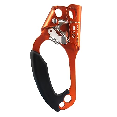 NewDoar UIAA & CE Certified Hand Ascender Rock Climbing Tree Arborist Rappelling Gear Equipment Rope Clamp for 8~13MM Rope - color: Orange Set-left