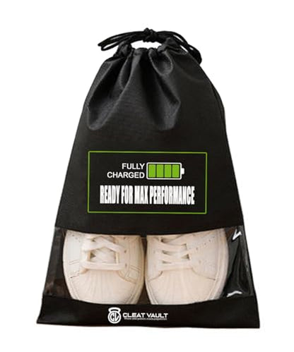 Generic Cleat Vault Fully Charged | High-Performance Sports Travel Shoe Storage Bag w/Motivation, Black - size: Large (US Shoe Size 7+), style: Fully Charged