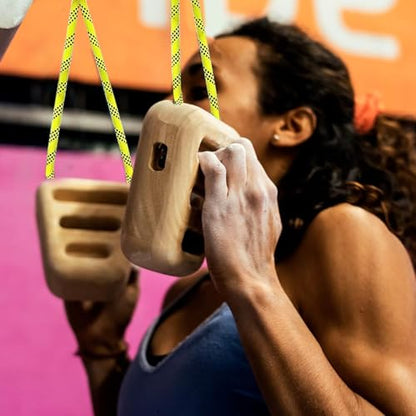 Portable Hangboard Wooden Finger Training Kit Set for Climbers | 2X Rock Climbing Support Rehabilitation Fitness Hand Grip Forearm Strength Workout Exercise for Women Men Home Gym Outdoor