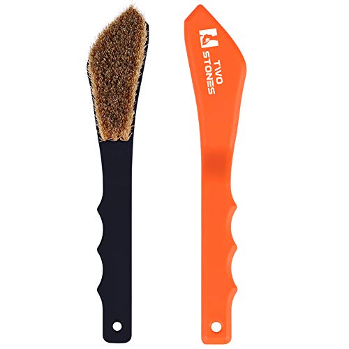 TWO STONES Boar Hair Rock Climbing Brush with Ergonomic Handle, Bouldering Boulder Brush as Durable Cleaning Tool for Chalk and Climbing Holds on Wall Indoor or Outdoor - color: Black&orange