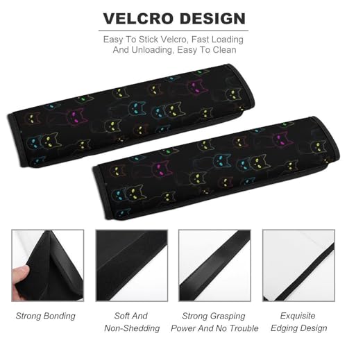 2PCS Cute Cartoon Cat Black Seat Belt Cover Breathable Automotive Seat Belt Protector for Adult Use, Most Cars, Pressure Relief - color: Pattern 5