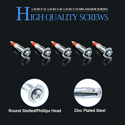 Glarks 60Pcs Heavy Duty 1/8 inch 35MM Zinc Plated Steel Molly Bolt Drive Hollow Drive Wall Anchor Screws Set (1/8SDx35MM) - size: 1/8SDx35mm