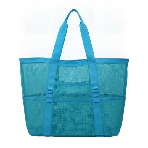 Mesh Drawstring Gym Bag, Breathable Nylon Storage for Wet Gear and Sports Equipment, 17 x 15 Inch (1 PC) - color: Blue