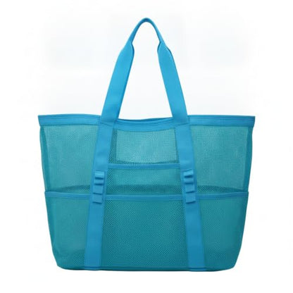 Mesh Drawstring Gym Bag, Breathable Nylon Storage for Wet Gear and Sports Equipment, 17 x 15 Inch (1 PC) - color: Blue