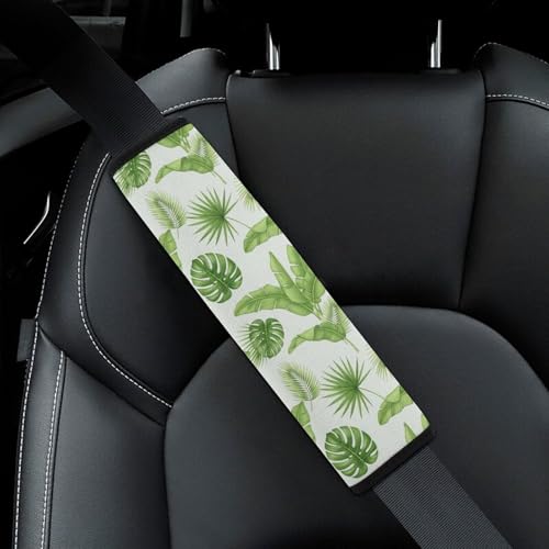 1 Pair Tropical Plants Green Palm Leaves Rainforest Car Seat Straps Shoulder Pads Soft Padded Harness Pads Strap for Adult Use, Stroller Pushchair High Chair, Comfortable Driving - color: Pattern 414